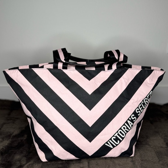 Victoria’s Secret Striped Tote | Pink and Black - Picture 7 of 12
